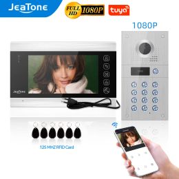 Intercom JeaTone 960P Tuya WiFi Wired Video Intercom with Camera and Code Keypad/RFID Cards Access Control System Motion Detection Record