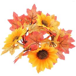 Candle Holders Pumpkin Maple Wreath Fall Garland Harvest Festival Pe (plastic) Door Hanging Rings