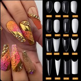 2024 Wholesale 500pcs1 Bag of Artificial Transparent Natural Colour Semi-covered Nail Tip Long False Nails Acrylic Nail Tips Sure, here are