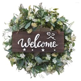 Decorative Flowers JFBL Artificial Wreath Store Shop Welcome Front Door Wreaths Farmhouse Greenery With Flower For Party Wedding Ornamen