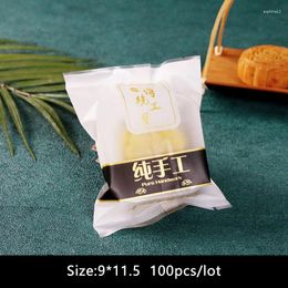 Gift Wrap 100pcs/lot Candy Cookies Bag Homemade Frosted Pack Black Gold Strip Chinese Elements Words Nougat Wedding Party Snack Food