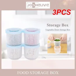 Storage Bottles 3PCS Kitchen Box Ginger Garlic Onion Drain Fresh Refrigerator Fruit Portable Round Freshness Preservation Seal