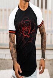 Rose pattern men039s 3D printed Tshirt visual impact party shirt punk goth round neck highquality American muscle style short6266152