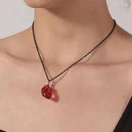 Pendant Necklaces Punk Style Red Resin Human Organs Heart Necklace Creative Exaggeration Halloween Interesting Jewellery Gifts