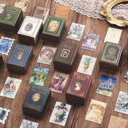 Bedding Sets 100pcs Vintage Stamp Book Collection Series Kraft Paper Mini Greeting Card Postcard Letter Envelope DIY Decoration LOMO Cards