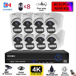 System 4K CCTV Camera System 8CH POE NVR Kit 8MP XMEYE Home IP Dome Security Camera System Set Two Way Audio Video Surveillance Kit