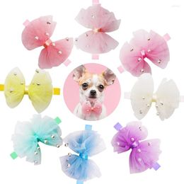 Dog Apparel 10PCS Cute Lace Bowties For Pets Dogs Cats With Pearl Collar Bows Adjustable Pet Puppy Accessories Products