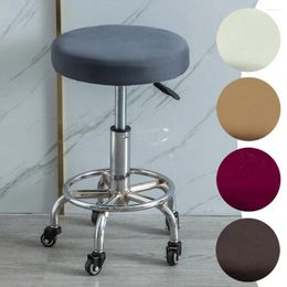 Chair Covers Autumn Winter Thickened Round Cover Pure Colour Dustproof Elastic Stool For Bar Dining Fashion Seat Slipcover