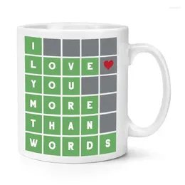 Mugs I Love You More Than Words Puzzle Wordle Inspired 10Oz Mug Cup Valentines Day Gift Wife Girlfriend