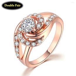 Cluster Rings Cubic Zirconia Flower For Women Jewelry Bride Engagement Wedding Fancinating Ornaments Stylish Ring DWR780