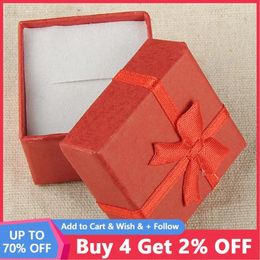 Gift Wrap 1Pcs Jewelry Box For Ring Storage Black Necklace Paper Jewellery Packaging Bracelet Earring Display With Sponge