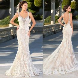 Dresses New Luxury Crystal Zuhair Murad Wedding Dresses Lace V Neck Sheer Strap SWAROVSKI Bridal Gowns Cathedral Train Free Petticoat Free