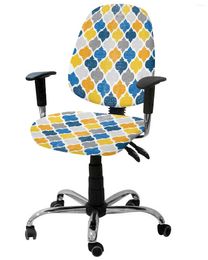 Chair Covers Yellow Geometric Moroccan Retro Elastic Armchair Computer Cover Stretch Removable Office Slipcover Split Seat