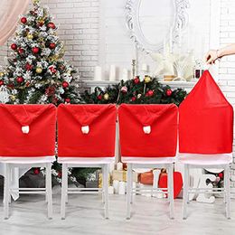 Chair Covers Christmas Set Of 4 Red Hat Dining Slipcovers Holiday Festival Decoration C3