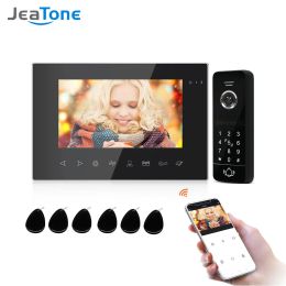 Intercom Jeatone 7 Inch Tuya Wifi Wired Video Intercom Doorphone With IR Video Door Bell Support Password Unlock For Home Access Control