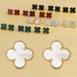 18 -karatowy Classic Crase Cricring Four Leaf Clover Clover Clover Studs Modna Biżuteria Elegancka Matka Perłowej Róży i Srebrne Kolczyki dla damskiej wysokiej jakości stadnina