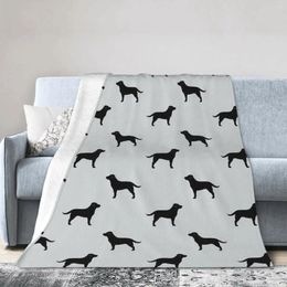 Blankets Black Labrador Retriever Silhouette Soft Warm Flannel Throw Blanket Cover For Bed Living Room Picnic Travel Home Couch