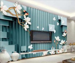 Wallpapers Magnolia Flower Butterfly Embossed Wallpaper Mural Living Room Home Decor Hand Painted Contact Paper Murals 3D