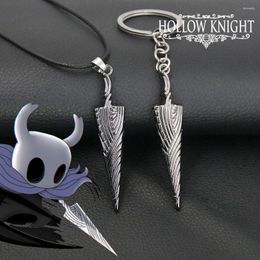 Keychains Game Hollow Knight Bone Nail Logo The Pale King Figure Key Chain Jewellery Gift For Women Men Metal Keyring Trinket