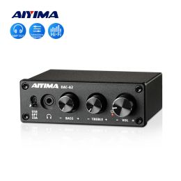 Amplifier AIYIMA HiFi Audio Decoder USB DAC Headphone Amplifier Coaxial Optical Output Stereo Gaming DAC For Amplifier Active Speakers