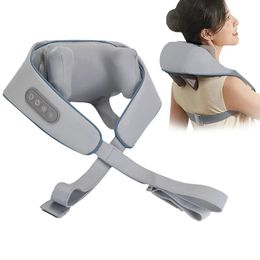 5DKneading Shiatsu Massage Shawl U Shape Chiropractic Travel Cervical Pillow Heating Relieve Fatigue Shoulder Pain Neck Massager240325