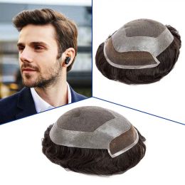 Toupees Toupees Hollywood Toupee Men Swiss Lace Man 100% Natural Human Hair Toupee Male Hair Durable Exhuast Systems Free Shipping