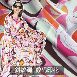 Skirt pants fabric spring and summer abstract pattern digital printing fashion fabric polyester stretch satin and twill 240326