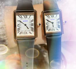 Fashion Simple Two Blue Pins Dial Watch stainless steel case roman tank clock women men quartz movement lovers rose gold color cute shiny good watches birthday gifts