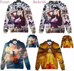 Harajuku Anime One Piece Luffy 3D Print Hoodies Sweatshirts MenWomen Hip Hop Pullovers Hat Hooded Big Kids Clothes 2XS4XL5161515