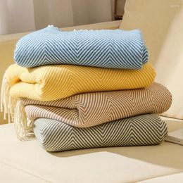 Blankets Professional Knitted Striped Blanket Towel Quilt Sofa Cover Bed Summer Office Air Nap Travel Cool Conditioner