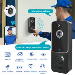 Doorbells WiFi 1080P HD Video Doorbell Intercom Night Vision Smart Home Security Doorbell Multi User Sharing Doorbell Camera Drop Shpping