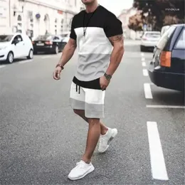 Men's Tracksuits Summer T Shirts Shorts 2PCS Outfits Casual Beach Sets 3D Print Street Male Clothes Oversized O-Neck Tracksuit Suits