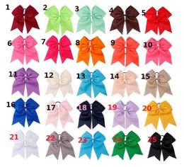 20pcs 196 Colours available 8Inch Girls Hair Bow Grosgrain Ribbon Cheer Bow Elastic Band Ponytail Hair Holder For Girl Hair Access1756473