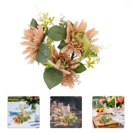 Decorative Flowers Wedding Birthday Decoration For Girl Small Wreath Pillar Holder Silk Flower Party