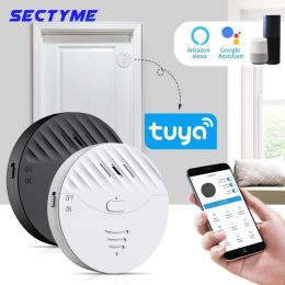 Kits Sectyme Tuya Smart WiFi Window Door Alarm Vibration Sensor 130dB Glass Break Vibration Burglar Sensor Home Safety Alarm Detector