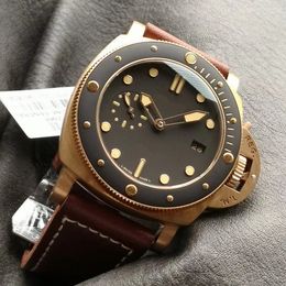 Vs Fabrika Yüksek kaliteli saat PAM00968 İzle Bronz Kılıf Koyu Kahverengi Cowhide Strap Kahverengi kadran Cal.P.9010 Otomatik Mekanik Hareket 47mm