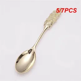 Coffee Scoops 5/7PCS Spoon Acrylic Crystal Harvesting Ears Of Wheat Retro Crafts Creative Dessert Table Decoration Mixing