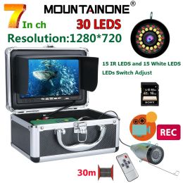 Cameras DVR HD 1280*720 Screen Fish Finder Underwater Fishing Camera 15pcs White LEDs+15pcs IR LEDS1080P Camera For Fishing 16GB Recod