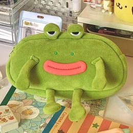 Storage Bags Cute Frog Pencil Case Funny Big Mouth Plush Coin Pouch Kawaii Mini Cosmetic Travel Bag Makeup Organiser Zipper