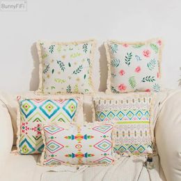 Pillow Ethnic Geometric Flower Cover Home Decoration Cotton Linen Tassels 45x45cm/30x50cm Sofa PillowCase