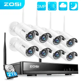 System ZOSI 2K Wireless CCTV System 3MP 8CH H.265 NVR Set WiFi Security Camera Motion Detection video Surveillance Kits