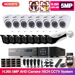 System H.265 5MP 16CH AHD DVR Kit 16 Channels NVR Outdoor Waterproof BNC CCTV Security Camera System XMEYE Video Surveillance Kit 8CH