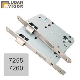 Lock 7255 security door lock body Mechanical lock fingerprint smart lock lift handle to lock 7260 round plate need 32mm cylinder