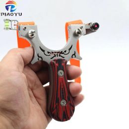 Slingshots Hunting Laser Slingshot Stainless Steel Catapult+ G10 Patch Handle with Flat Rubber Band Outdoor High Precision Shooting