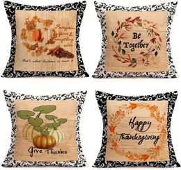 Pillow Decorative Pumpkin Throw Cover Autumn Farmhouse Floral Pillowcase Blessing Letter Home 45x45 Case