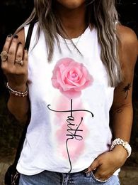 Women's T Shirts Sleeveless Vest White T-shirt