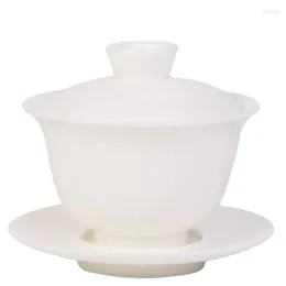 Cups Saucers Dehua White Porcelain Sancai Lid Bowl Thin Body Sheep Fat Jade Large Tea Ceramic Set Brewery