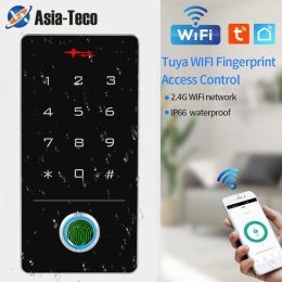 Keypads 2.4GHz Wifi Tuya APP Access Control RFID Fingerprint Keypad 125Khz Electronic Door System IP68 Waterproof Reader Relay Time Set