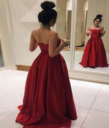 Simple Elegant Satin A Line Prom Dress Sweep Train Sweetheart Backless Formal Evening Party Gown Custom Made Plus Size1950636