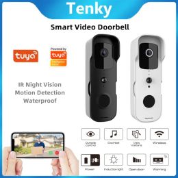 Doorbell Tenky Tuya WiFi Smart Doorbell 1080P HD Camera Security Door Bell Waterproof Vedio Doorbell With Night Vision Motion Detection